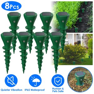 8 pezzi repellenti animali impermeabili a energia solare repellenti per talpe arvicole-paletto di vibrazione all'aperto per il controllo dei parassiti da cortile - Product Image 6