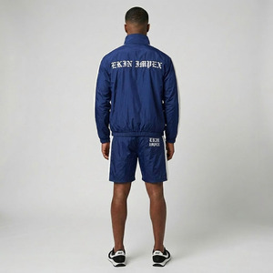 Custom Men's Vintage Streetwear Tracksuit Set <b>Gothic</b> Letter Print Windbreaker <b>Jacket</b> and Shorts 2 Piece Suit Hip Hop Style Royal - Product Image 4