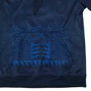 Custom Heat-Transfer Printed <b>Fleece</b> Breathable Hoodie for <b>Men</b> <b>Navy</b> Blue Color Blocking Raglan Sleeve Pocket Pullover Sweatshirt - Product Image 6