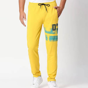 Pantalones Deportivos Casuales Amarillos para Hombre, Corte Holgado, Cintura Alta con Cordón, Transpirables, Tipo Cargo, 100% Algodón, Tallas Grandes - Product Image 1