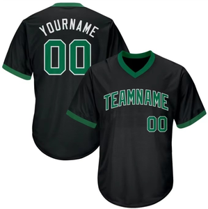 Maillot de baseball d'équipe personnalisé de haute qualité Rouge/Noir-Blanc Design authentique rétro Respirant 100% Polyester Col en V - Product Image 2