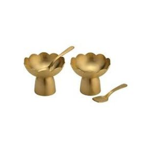 Tazón de metal de diseño moderno para servir helado y postres en la mesa. - Product Image 1