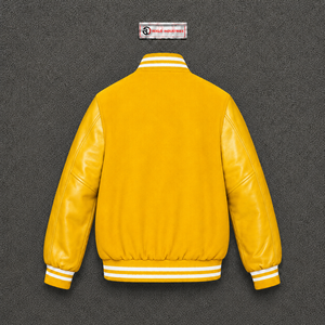 FASHION GOLD VARSITY <b>Jacket</b> Casual Turn-down Collar Regular Fit Solid STREETWEAR <b>LEATHER</b> SLEEVE VARSITY <b>JACKET</b> Color Button Clos - Product Image 6