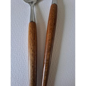 Wood <b>Salad</b> Servers Set Stainless Steel Heads Wooden Handles Eco-Friendly Dishwasher Safe <b>Salad</b> <b>Tools</b> - Product Image 3