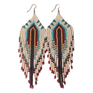 <b>Earrings</b> <b>Handmade</b> Woven Long Tassel Seed Beads Drop <b>Earrings</b> for Women Beach Vacation Gifts by MD HANDICRAFTS - Product Image 2