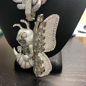 Collier Pendentif Insecte Cartoon Hip Hop Iced Out en Argent Sterling 925 avec Diamant Moissanite Bling et Breloque Numéro Personnalisé pour Hommes et Femmes - Product Image 6