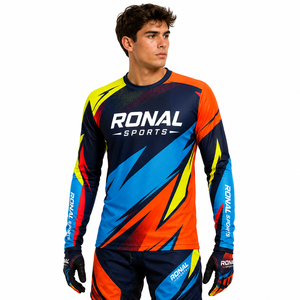 RONAL SPORTS Jersey de Motocross Unisex de Manga Larga Sublimado, Secado Rápido, Algodón/Poliéster, Transpirable, Talla Grande, Camiseta de Carreras para Adultos - Product Image 3