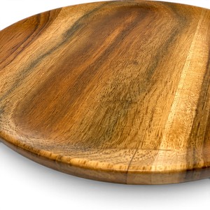 Wooden Round Serving Tray | Handmade Wooden <b>Platter</b> | Natural Wood Snack Plate | Wooden Dining & Serving Tray - Product Image 2