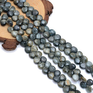 Perles en pierre naturelle œil de chat noir, forme cœur lisse, perles en cristal en vrac pour la fabrication de bracelets et de colliers - Product Image 4