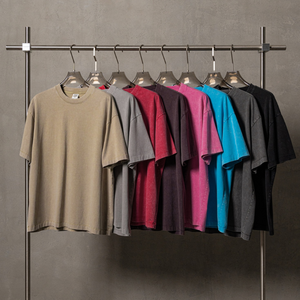T-shirts personnalisés de haute qualité 100% coton pour hommes, t-shirts basiques décontractés, coupe ajustée, lavage à l'acide - Product Image 5
