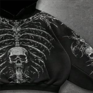 Sweat-shirt à capuche Y2K de haute qualité en coton mélangé lourd 350g pour homme, style streetwear surdimensionné, brodé, avec fermeture éclair, respirant, pour l'automne - Product Image 4