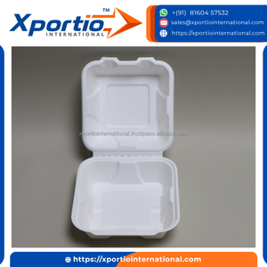 Boîtes à clapet en bagasse très demandées, compatibles micro-ondes, en pulpe de canne à sucre, 3 compartiments, packs d'exportation pour la restauration et les événements - Product Image 2