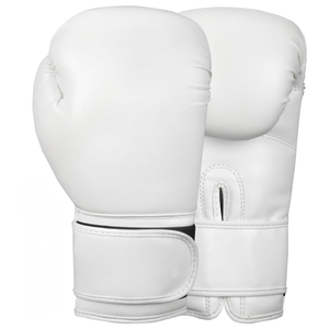Gants de boxe en cuir blanc à doigts entiers avec fermeture Velcro, équipement d'entraînement pour adultes - Product Image 3