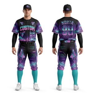 Conjunto de Pantalones Deportivos Sublimados con Patrón Geométrico Lineal Blanco y Negro, Uniformes de Béisbol de Poliéster para Equipos - Product Image 2