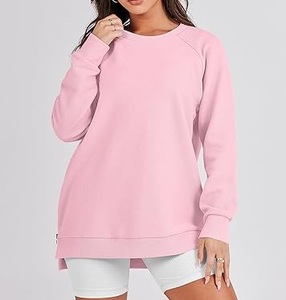 Service OEM Sweat-shirt uni rose à prix avantageux, vente chaude, 100% haute qualité, coupe oversize, molleton épais - Product Image 4