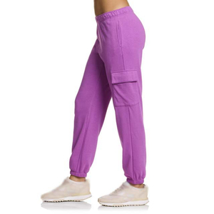 Pantalones de chándal anchos de cintura elástica para mujer, con cordón ajustable, cintura media, de lona 100% algodón, ecológicos, transpirables, estilo cargo. - Product Image 2