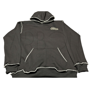 Nouveau sweat à capuche noir tendance pour homme, style streetwear surdimensionné avec surpiqûres contrastées, personnalisable avec logo, idéal pour l'hiver - Product Image 1