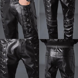 Wholesale Price Custom Made Leather Pants For Men With Custom Logo Unique Design Washed Leather Pants - Product Image 6