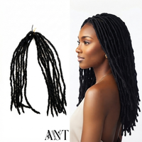 Extensions Dreadlock Sintetici Neri all'Ingrosso, Dreadlock Ritorti Fatti a Mano Senza Anello, Fasci di Capelli Intrecciati per Donna