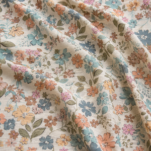 ผ้าฝ้ายลายดอกไม้สีน้ำสไตล์เซเรน โบตานิคอล 100% ผ้าฝ้ายเนื้อนุ่ม น้ำหนักเบา ป้องกันแบคทีเรีย พิมพ์ลายสำหรับตัดเย็บเสื้อผ้า ให้ความสง่างามอย่างง่ายดาย - Product Image 3