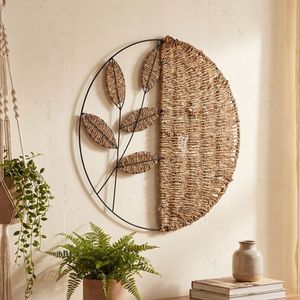 Tapiz Tejido Art Deco, Decoración de Pared para Bodas, Marco Circular de Metal, Escultura de Hojas para Sala de Estar, Decoración del Hogar, Venta al por Mayor en China - Product Image 4