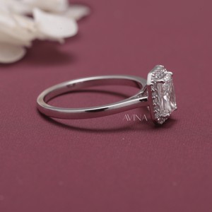 IGI Certified Radiant Cut <b>Diamond</b> Halo Engagement <b>Ring</b> in 14K Yellow / Rose & White Gold - Product Image 4