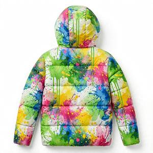 Chaqueta Bomber Unisex de Invierno, Gruesa, con Cierre, 100% Algodón, Estampado de Pintura Colorida, Bordado, Estilo Urbano - Product Image 4