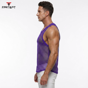Wholesale Price New Arrivals Custom logo Factory Price Breathable Plain Dyed <b>Men</b> Sports Mesh Sleeveless Mesh <b>Singlets</b> <b>for</b> <b>Men</b> - Product Image 6