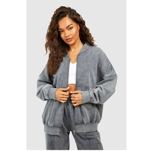 Conjunto Deportivo de Algodón Lavado Gris para Mujer, Corte Holgado, Sudadera y Pantalones Largos, Ropa Casual de Otoño con Bolsillos Laterales - Product Image 3
