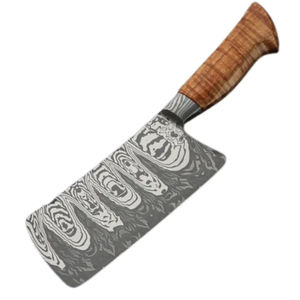 Burraq DIY OEM Custom Handmade Damascus Steel Chef Cleaver Multi-Functional <b>Twist</b> Pattern <b>Knife</b> Leather Sheath Kitchen Use - Product Image 1