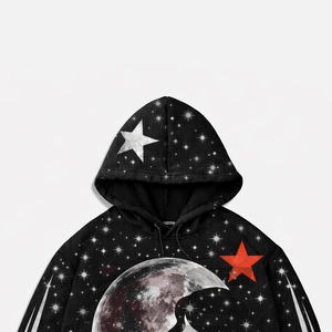 Sweat à capuche confortable imprimé sérigraphié style streetwear printemps/été avec design en strass brillants et illustrations personnalisées - Product Image 2