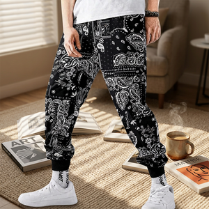 High Quality Custom Logo <b>Bandana</b> Woolen Straight Leg Mid Waist Sporty Jogging Trousers Joggers <b>Men</b> - Product Image 6