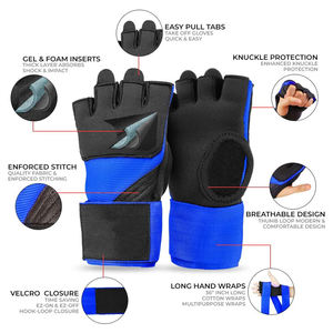 Gants intérieurs en gel premium avec longue attache de poignet, bandages rapides pour la boxe et le MMA, gants intérieurs en néoprène personnalisables - Product Image 6
