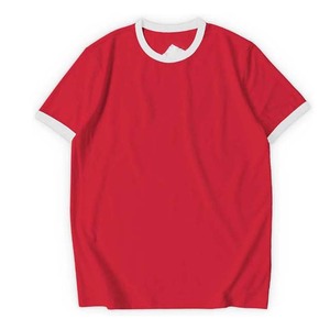 Men's Clothing Plus Size Shirts 2025 OEM ODM Ringer T Shirt In <b>White</b> Red 100% Cotton Unisex Custom Fit Short Sleeve Summer <b>Tee</b> - Product Image 4