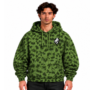 Sweat-shirt à capuche vert olive imprimé léopard, coupe oversize, avec cordon de serrage, poche kangourou, en polaire douce, style streetwear décontracté - Product Image 1
