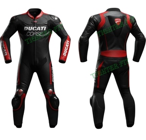 Ducat Black <b>Red</b> Men One-Piece Cowhide Leather Motorcycle Racing <b>Suit</b> Waterproof Breathable Windproof Custom CE Armored Motorbike - Product Image 2