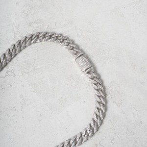 Iced <b>Silver</b> Rhodium Plated Moissanite Diamond Cuban Link Chain Hip Hop Wedding Luxury Necklace Fashion Jewelry - Product Image 2