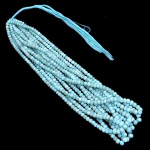 AAA+ Larimar 4mm-6mm Smooth Rondelle <b>Beads</b> Natural Blue Larimar Semi Precious Gemstone <b>Loose</b> <b>Beads</b> For Jewelry Making Supplies - Product Image 2