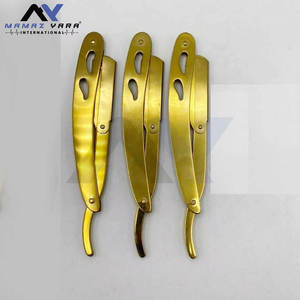 Navaja de Afeitar Profesional para Barbería, Navaja Recta de Plasma Dorada, con Bloqueo Oscilante, Desechable, de Acero Inoxidable, Metálica y Sostenible - Product Image 2