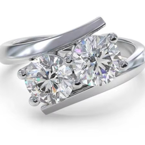 Classic <b>Two</b> <b>Stone</b> Round Diamond <b>Ring</b> 0.40 Ct Lab Grown Diamond In 18K Yellow White Rose Gold And Platinum - Product Image 1