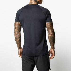 Camiseta de Punto para Hombre, Negra, Manga Corta, Cuello Redondo, Color Sólido, Corte Ajustado, Casual, Largo Regular, Secado Rápido, Poliéster Jersey - Product Image 3