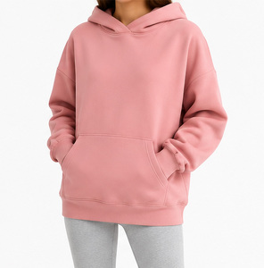 Nueva Sudadera con Capucha Rosa, Manga Larga, Color Sólido, Tejido de Algodón Transpirable, Estilo Holgado, para Otoño - Product Image 1
