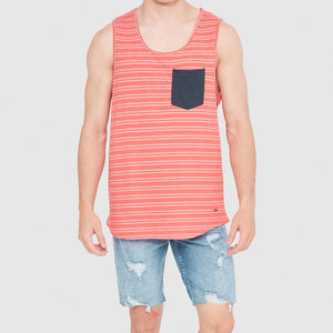 Latest Design New Arrival Hot Selling <b>Men</b> Lining Tank Top Customized Front Pocket Design Loose Fit Longline Summer <b>Singlet</b> - Product Image 2