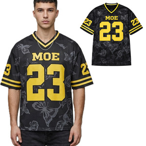 Camiseta de Fútbol Americano de Malla Sublimada con Diseño de Mariposa, Cuello en V, Manga Corta, Número Personalizado, Talla Grande, Producción en Masa de Poliéster - Product Image 1