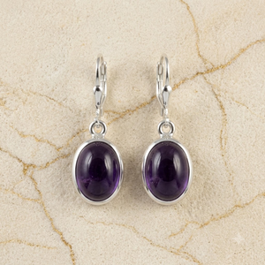 Pendientes de Amatista con Engaste Ovalado en Plata de Ley 925, Joyería para Uso Diario - Product Image 1