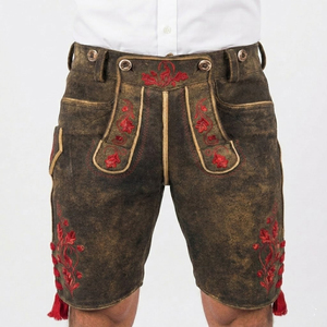 Lederhosen bavarois vintage pour homme, pantalon court en cuir véritable, finition antique, costume traditionnel allemand pour l'Oktoberfest Trachten - Product Image 5