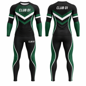Conjunto de Yoga Deportivo de Manga Larga con Cuello Redondo, Cintura Alta, Malla 100% Poliéster de Secado Rápido, Patrón Geométrico con Transferencia Térmica - Product Image 1