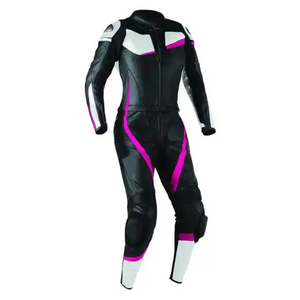 Combinaison de moto unisexe en cuir à manches longues, noire et rose, coupe-vent, toutes saisons, vêtements de course personnalisés, en cuir véritable - Product Image 3