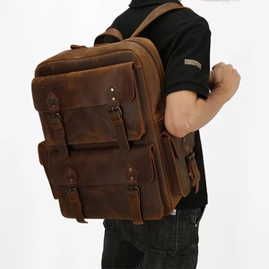 Water Resistant Genuine Leather Laptop <b>Backpack</b> Anti-Theft Vintage Travel Rucksack Leather Bag LBP-0457 - Product Image 1