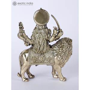 4.8 pouces fait à la main en laiton déesse Durga Sculpture attrayante pour la décoration intérieure, les cadeaux et le temple fabriqués en Inde - Product Image 4